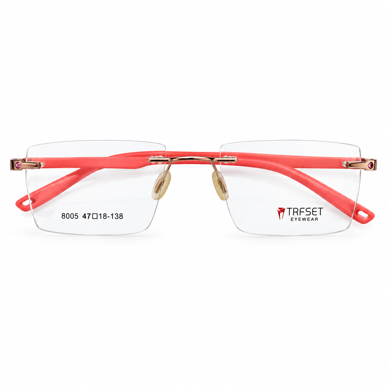 Trfset 8005 Metal Tr Pink Square Rimless 47