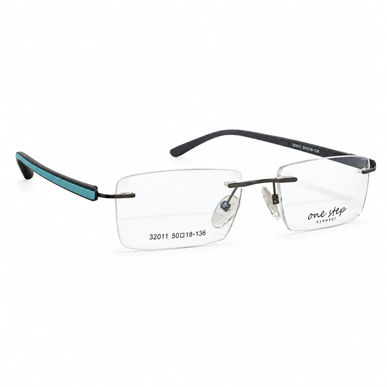 Onestep 32011 Metal Tr Black Blue Square Rimless 50
