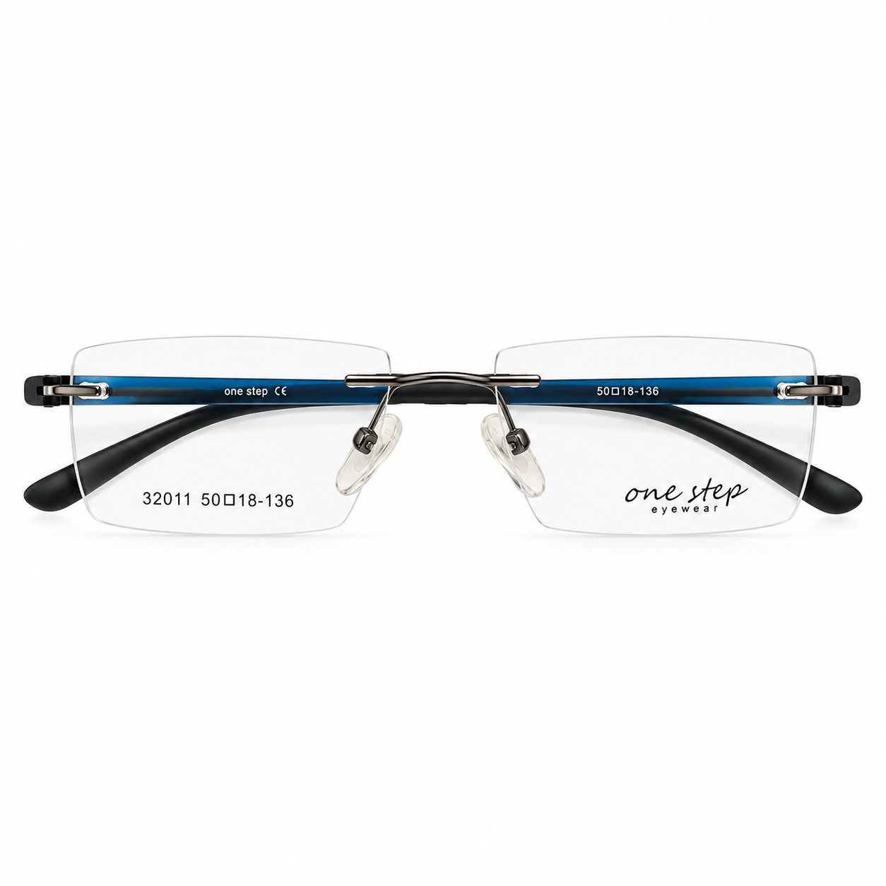 Onestep 32011 Metal Tr Black Blue Square Rimless 50