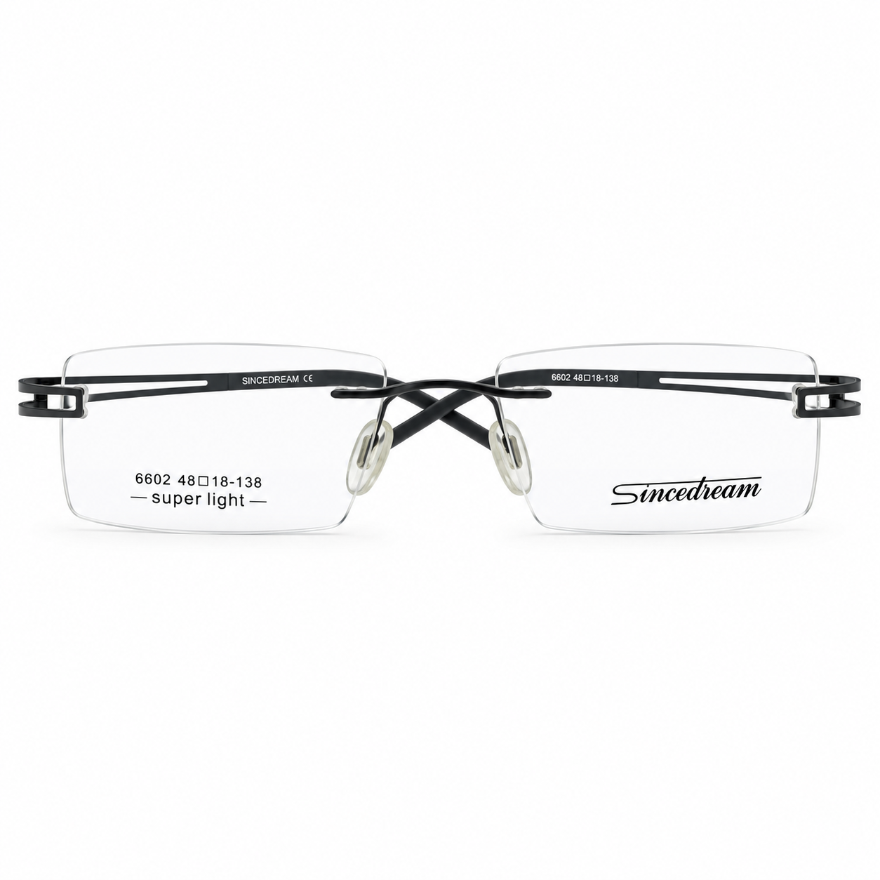 Sincedream 6602 Metal Tr Black Square Rimless 48