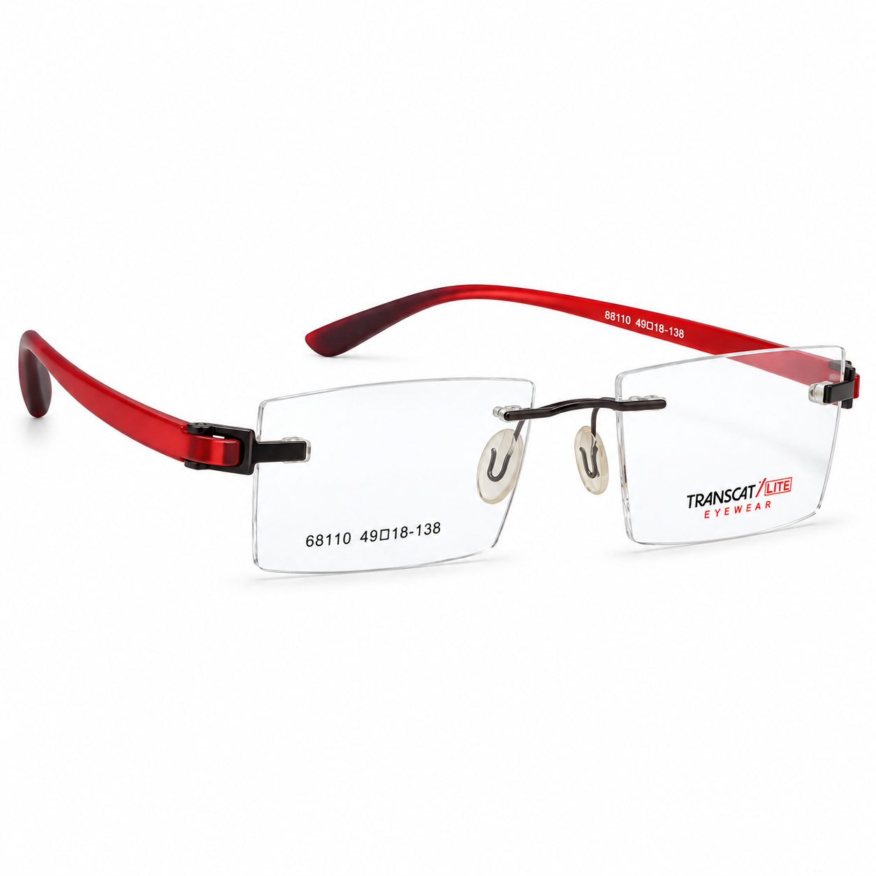 Transcat 98110 Metal Tr Black Red Square Rimless 49