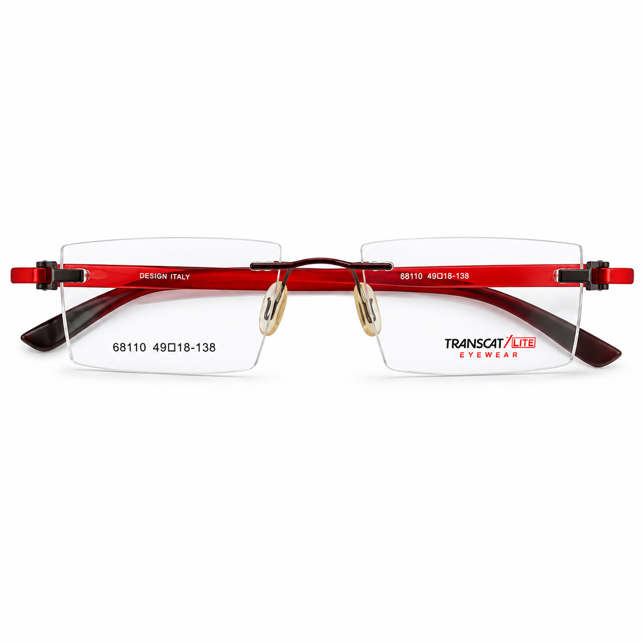 Transcat 98110 Metal Tr Black Red Square Rimless 49