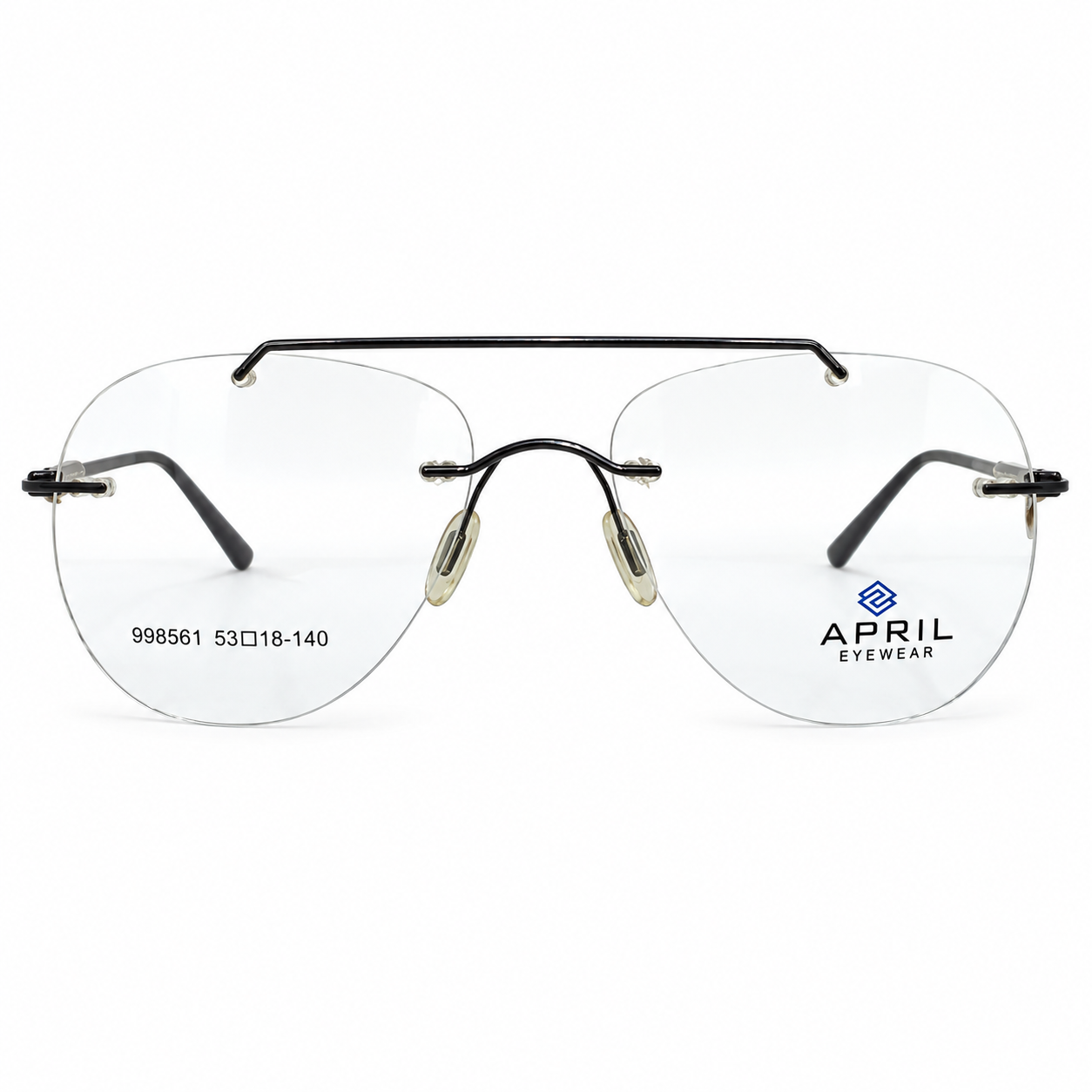 April 998561 Metal Tr Black Square Rimless 53