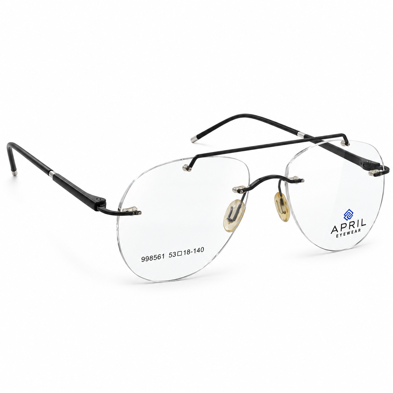 April 998561 Metal Tr Black Square Rimless 53