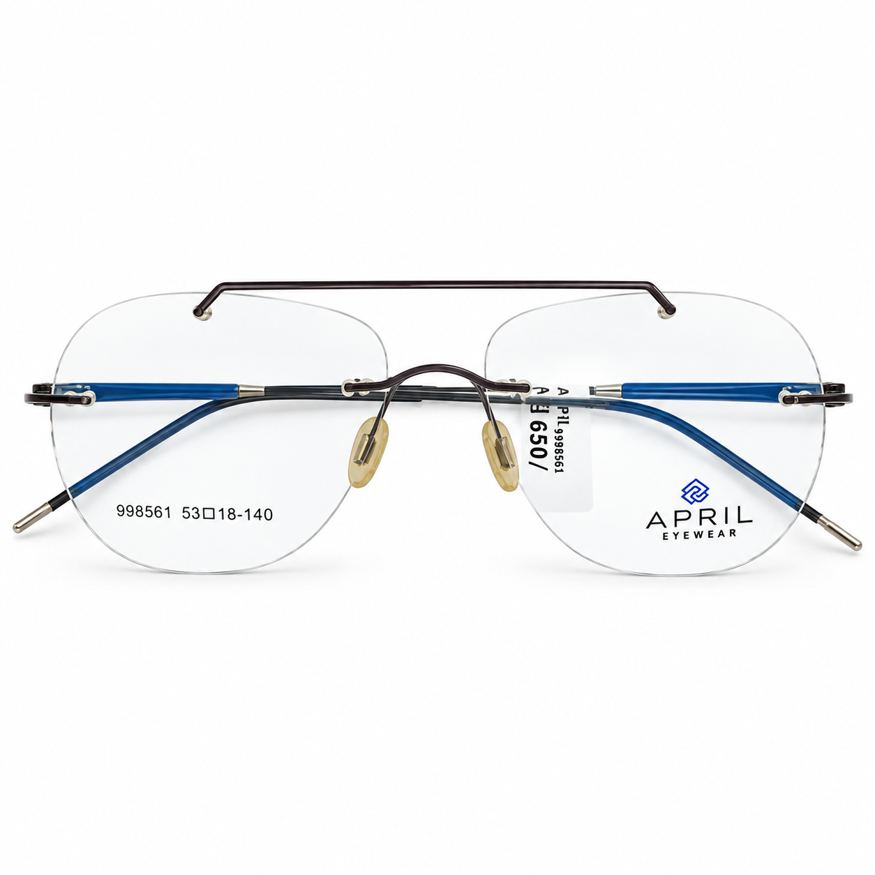 April 998561 Metal Tr Black Square Rimless 53