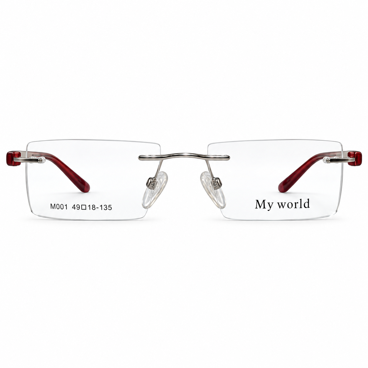 Onestep 32011 Metal Tr Silver Red Square Rimless 50