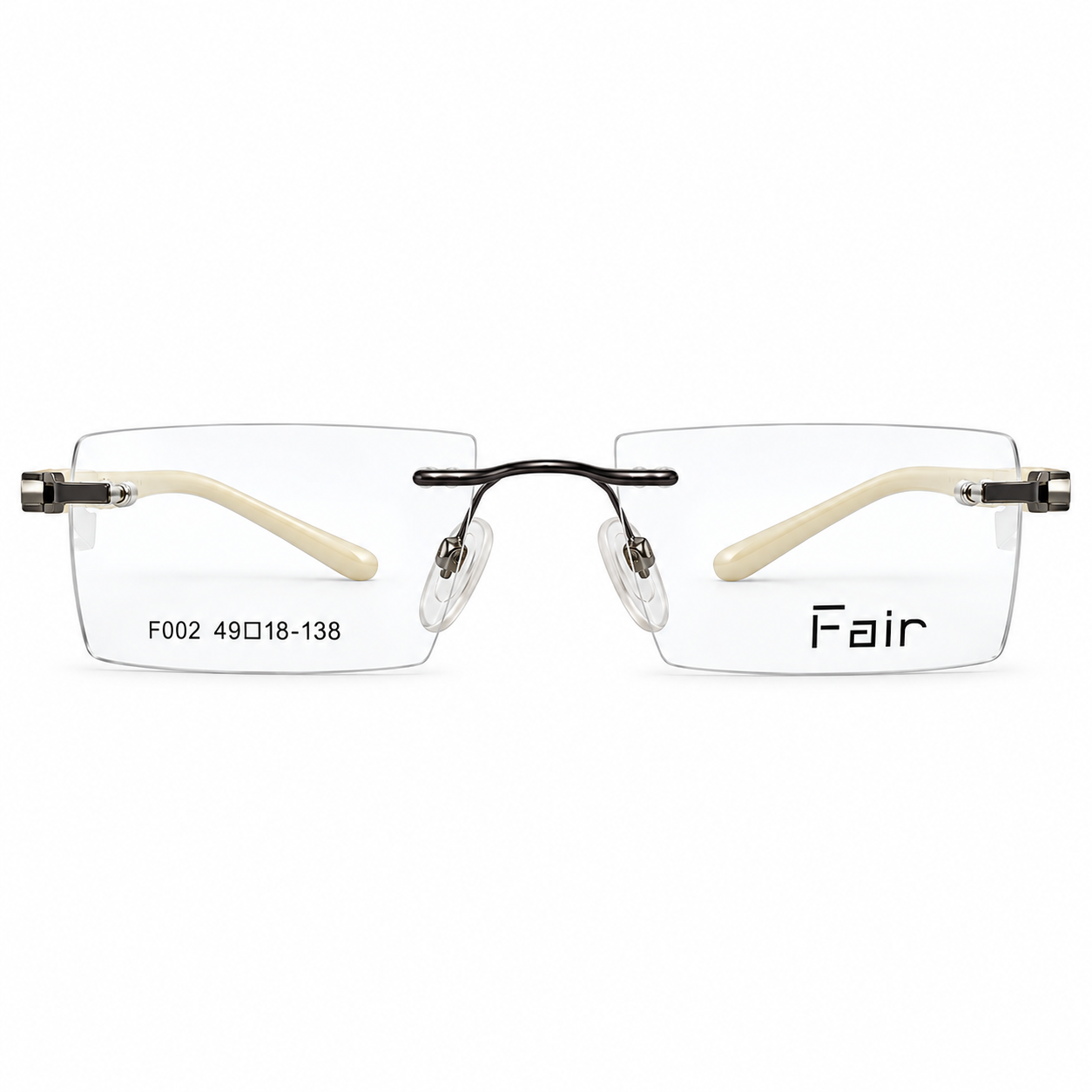 Fair F002 Metal Tr Black Square Rimless 49