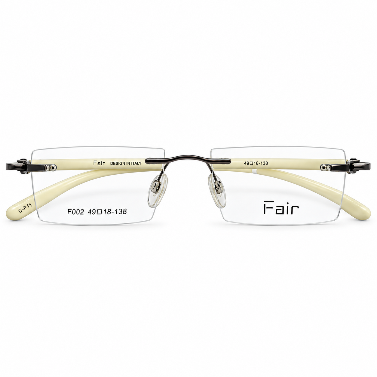 Fair F002 Metal Tr Black Square Rimless 49