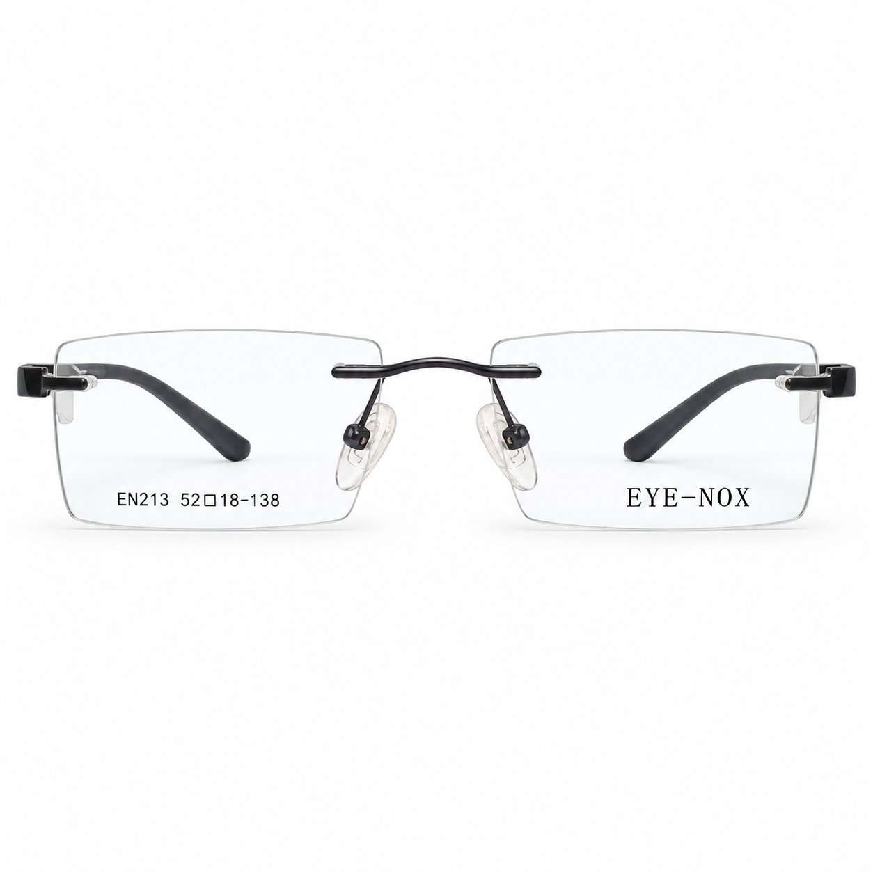 Eyenox En213 Metal Tr Black Square Rimless 52