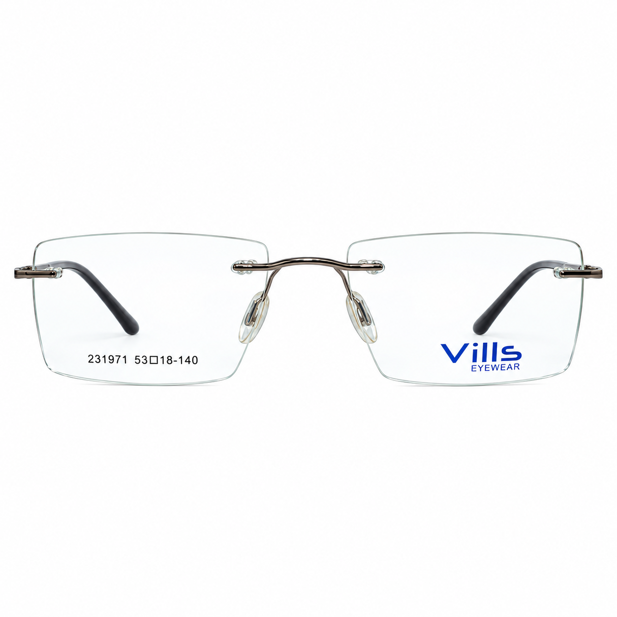 Vills 231971 Metal Metalic Gray Rectangle Rimless 53