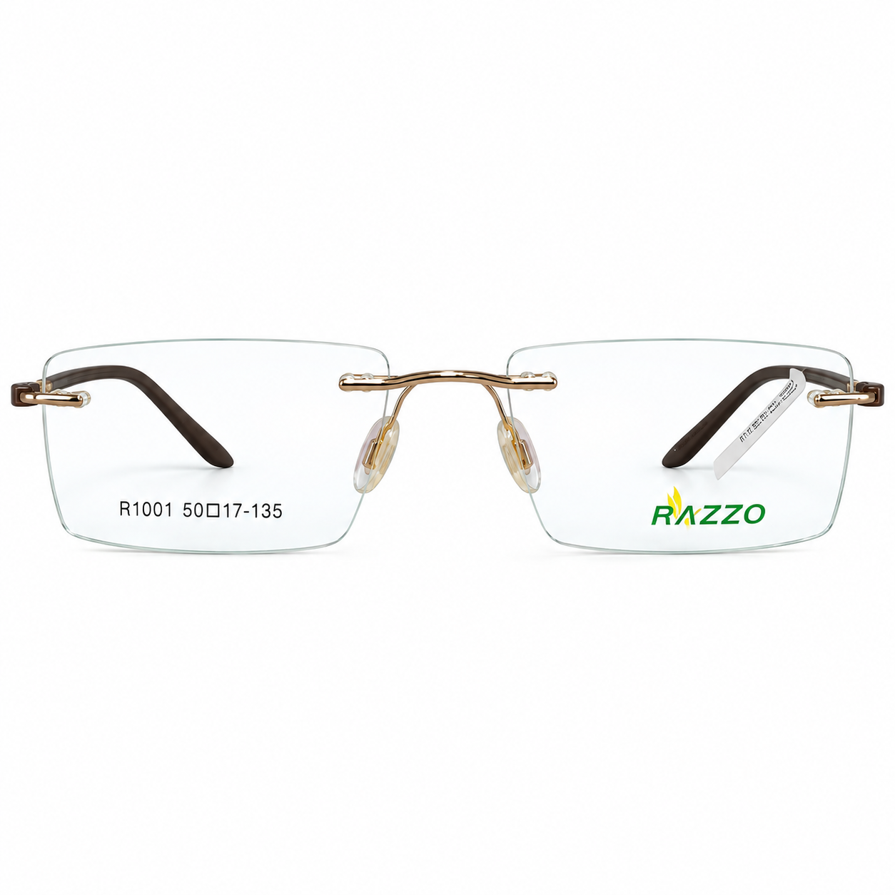 Razzo R1001 Metal Tr Gold Brown Rectangle Rimless 50