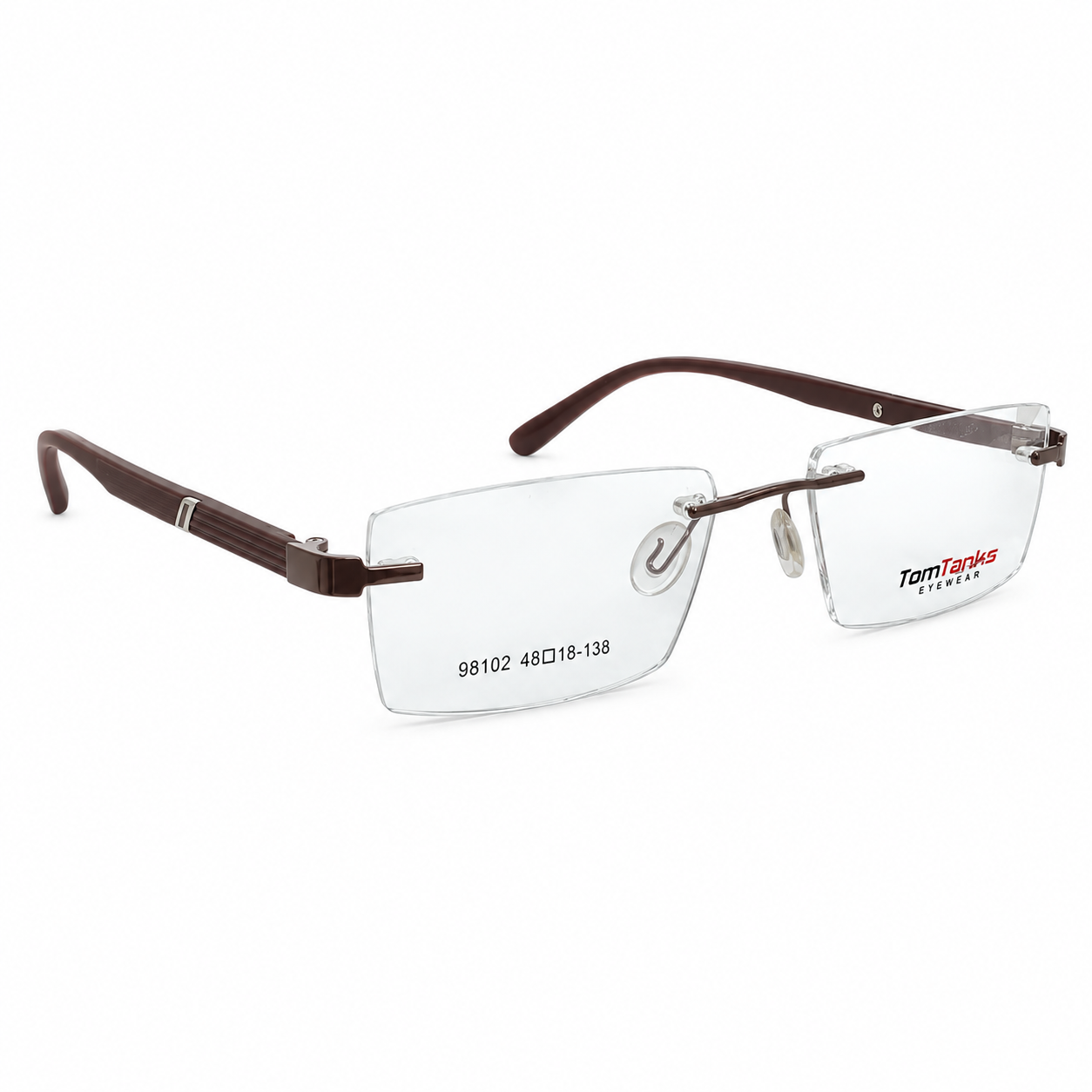 Tom Hans 98102 Metal Brown Rectangle Rimless 48