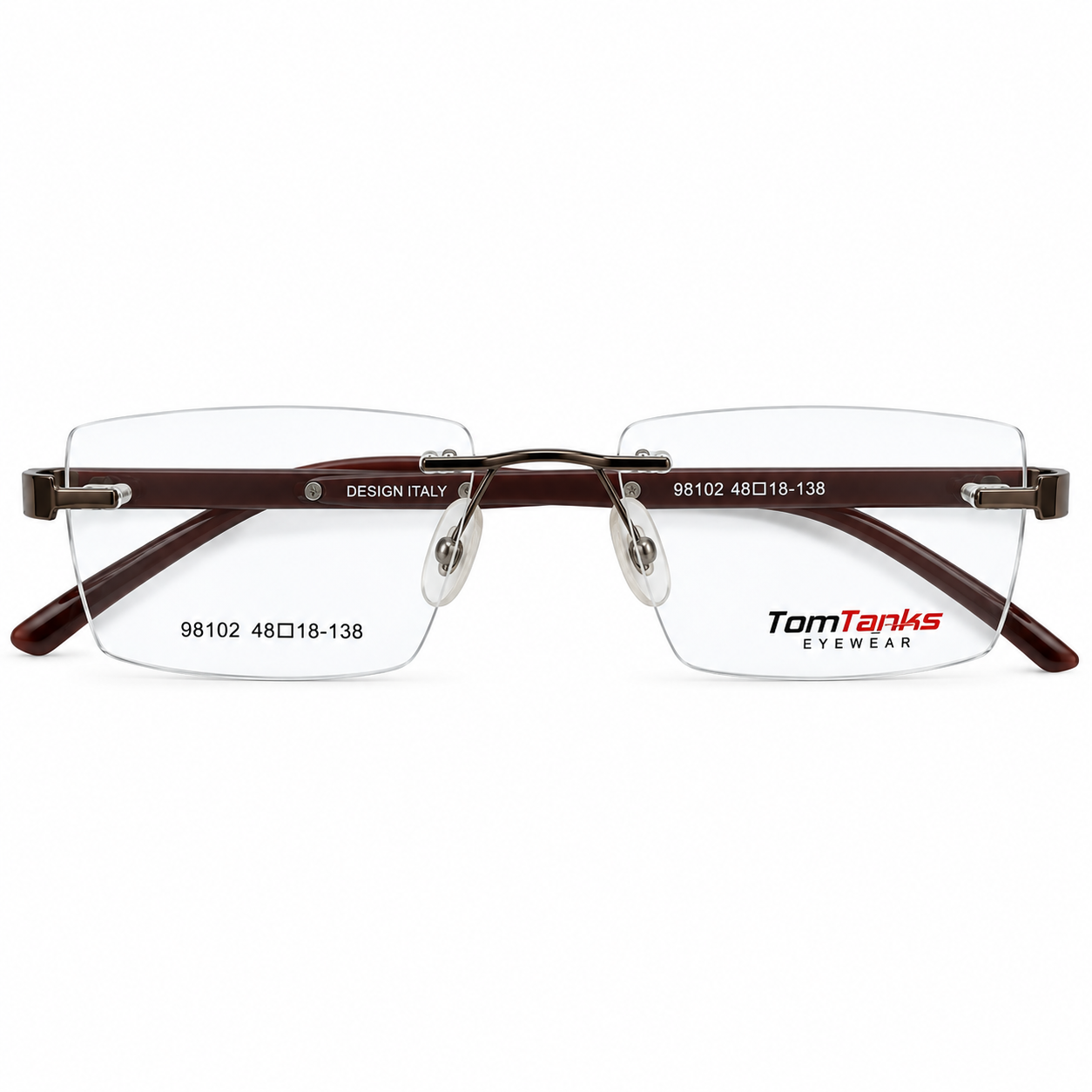 Tom Hans 98102 Metal Brown Rectangle Rimless 48