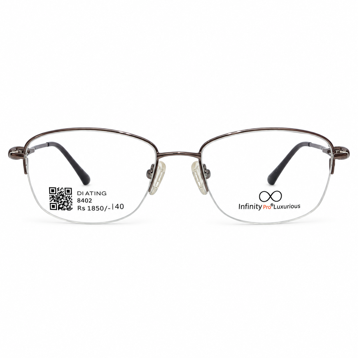 Infinity Pro Ip009 Metal Metalic Gray Oval Half Frame 51