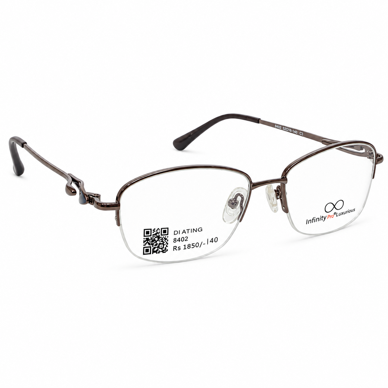 Infinity Pro Ip009 Metal Metalic Gray Oval Half Frame 51