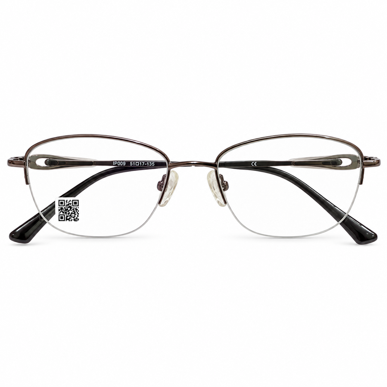 Infinity Pro Ip009 Metal Metalic Gray Oval Half Frame 51