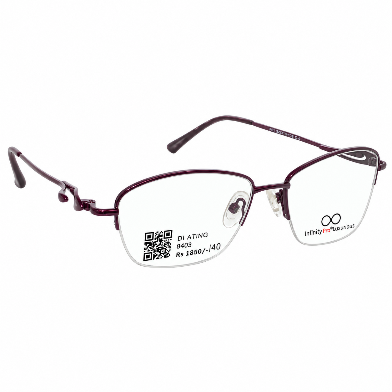 Infinity Pro Ip009 Metal Purple Oval Half Frame 51