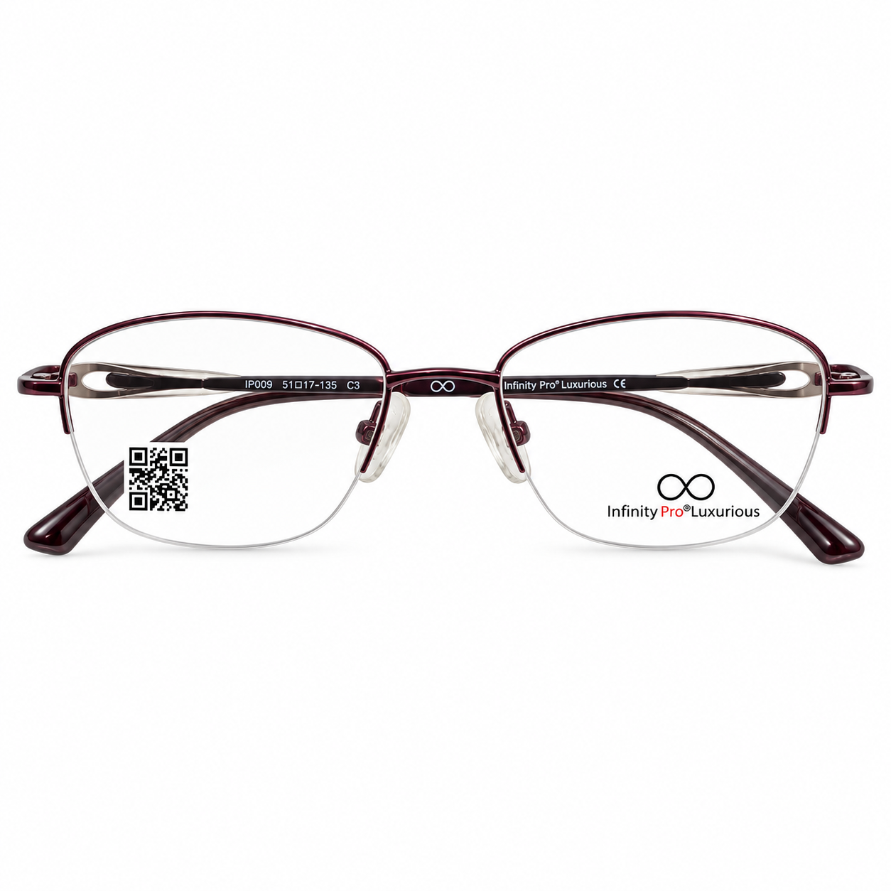 Infinity Pro Ip009 Metal Purple Oval Half Frame 51