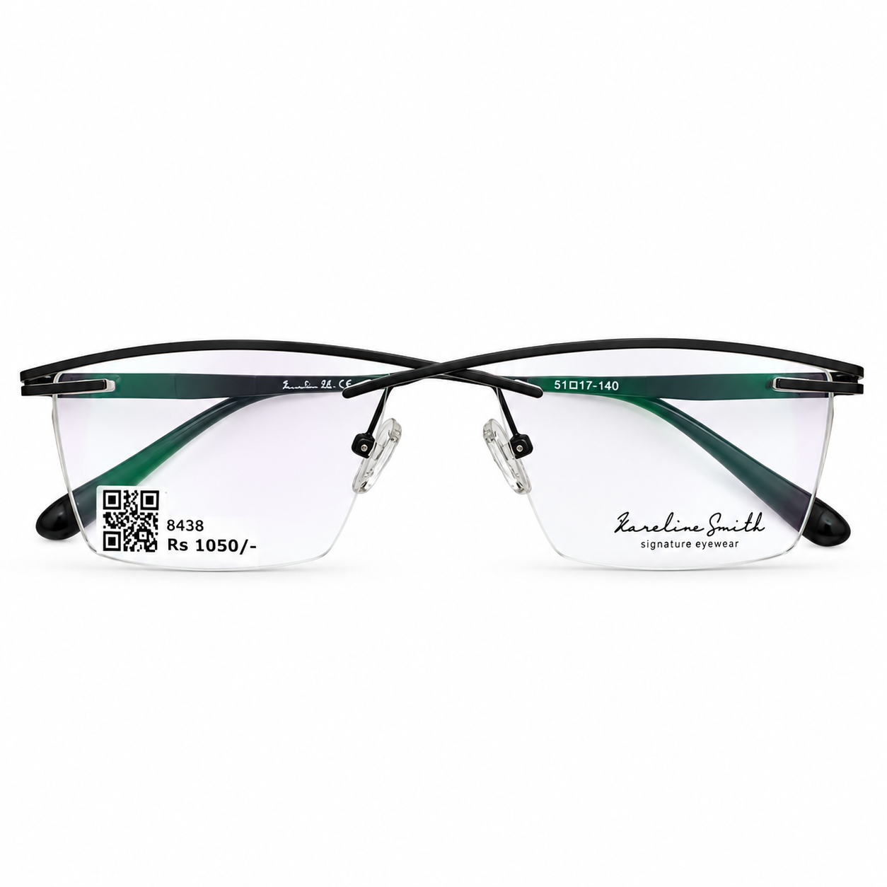 Karoline 81104 Metal Black Square Rimless 54