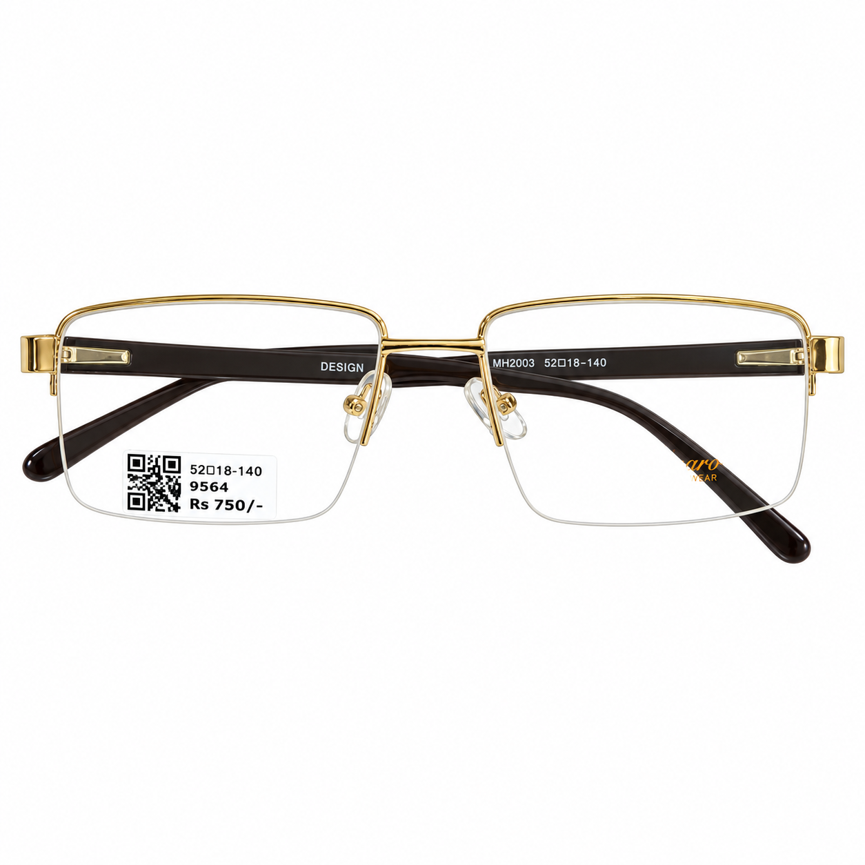 Alsaro Mh2003 Metal Gold Square Half Frame 52