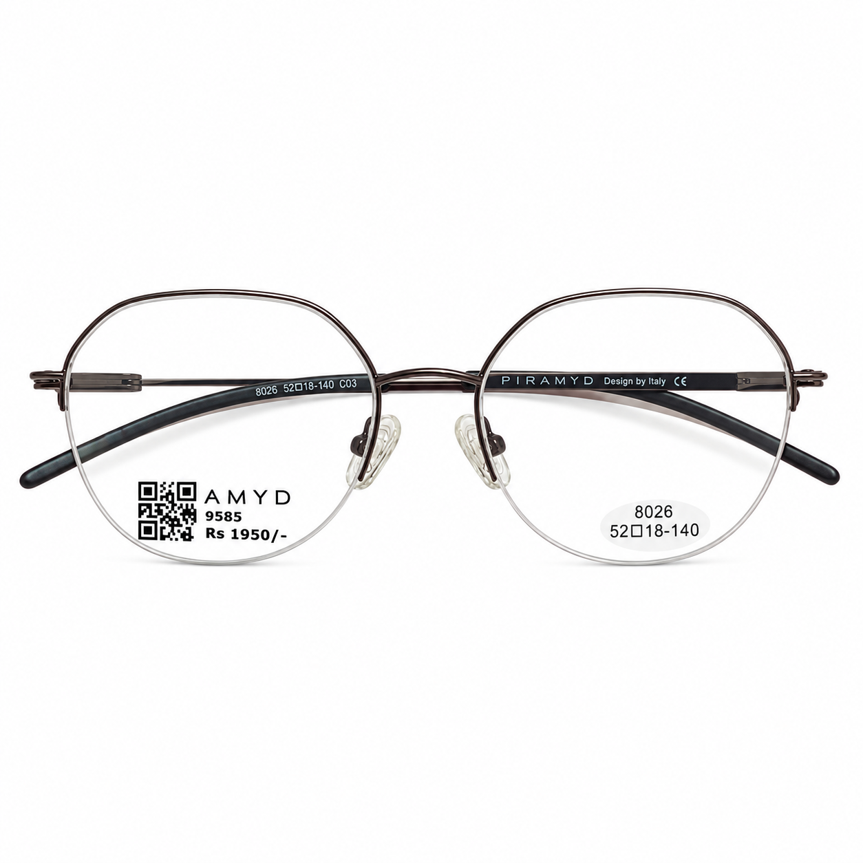 Piramyd 8026 Metal Metalic Gray Hexagon Half Frame 52