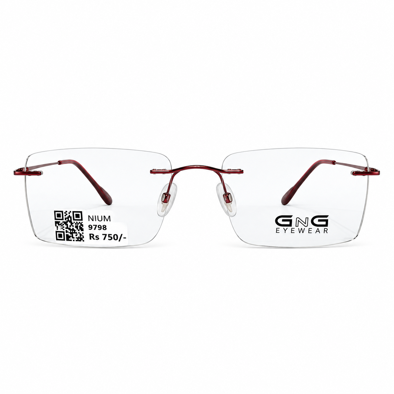 Gng G001 Metal Wine Rectangle Rimless 52