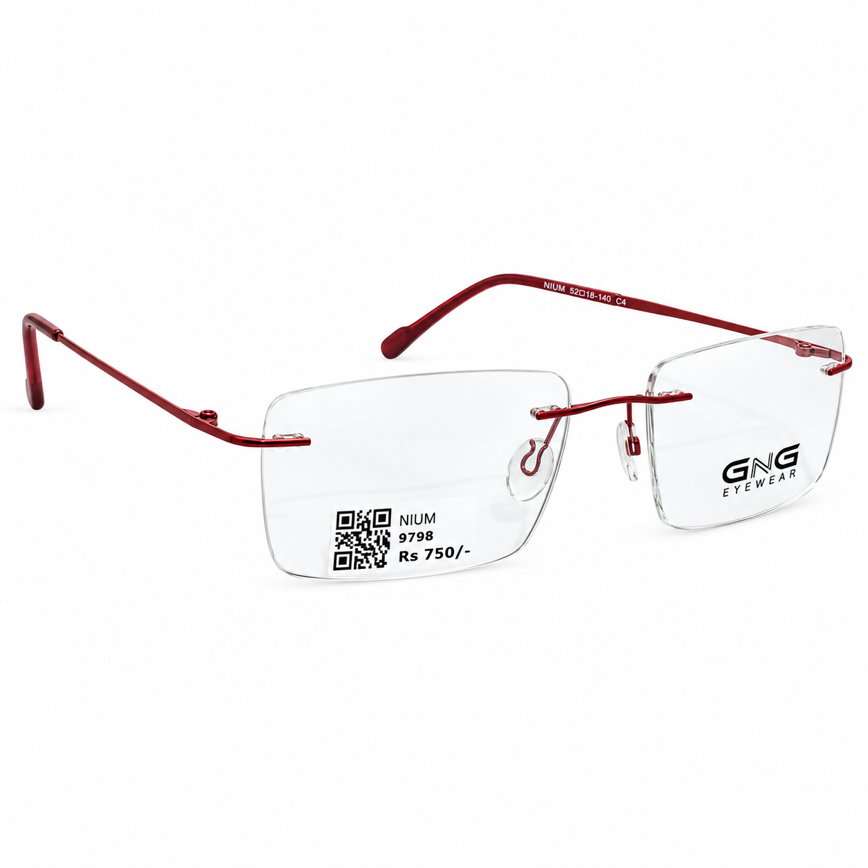 Gng G001 Metal Wine Rectangle Rimless 52