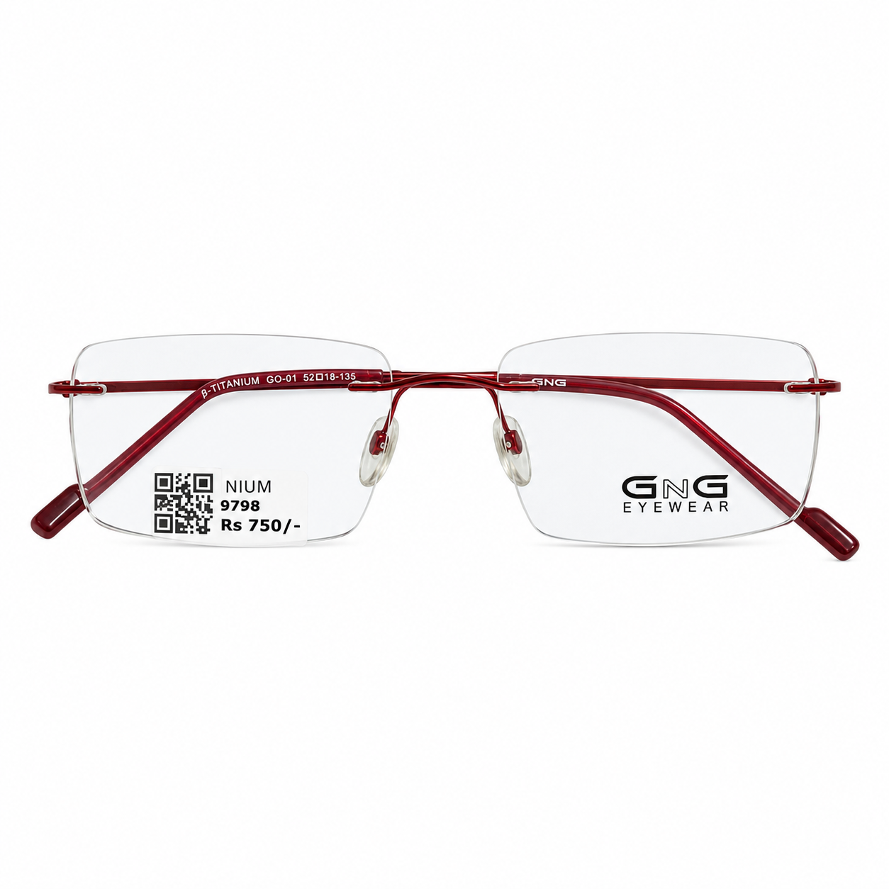 Gng G001 Metal Wine Rectangle Rimless 52