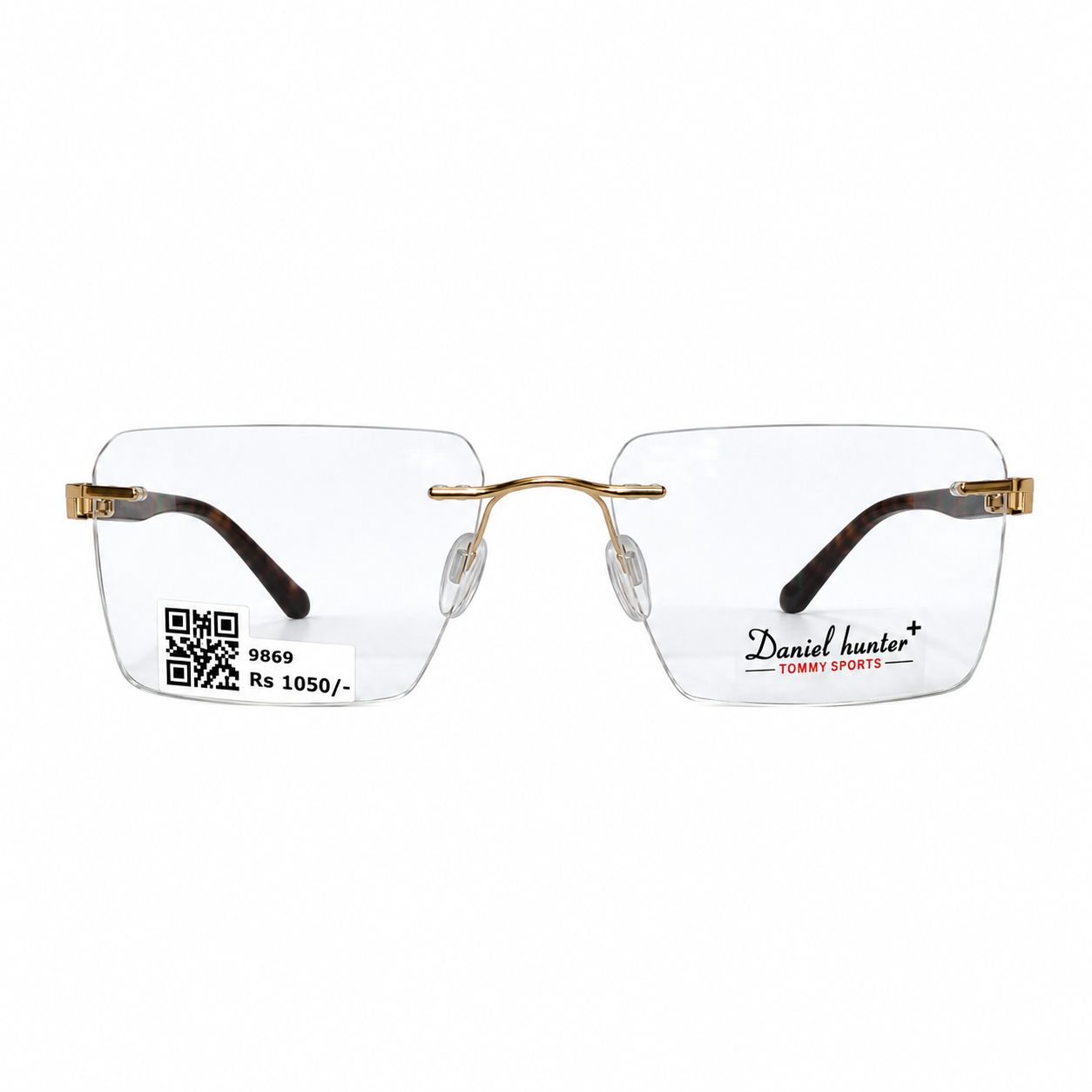 Daniel Hunter 248 Metal Tr Gold  Brown Square Rimless 53