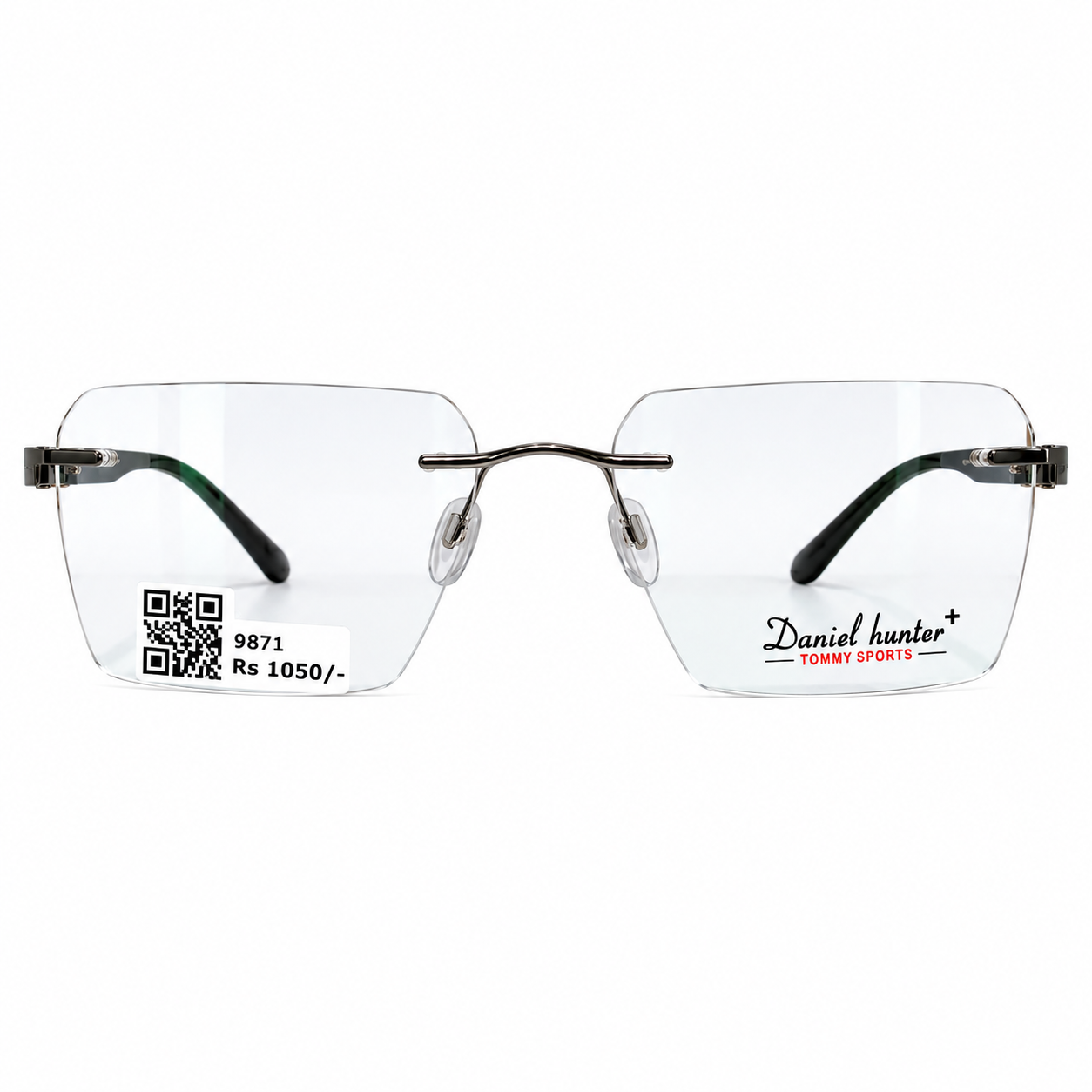 Daniel Hunter 248 Metal Tr Metalic Gray Square Rimless 53