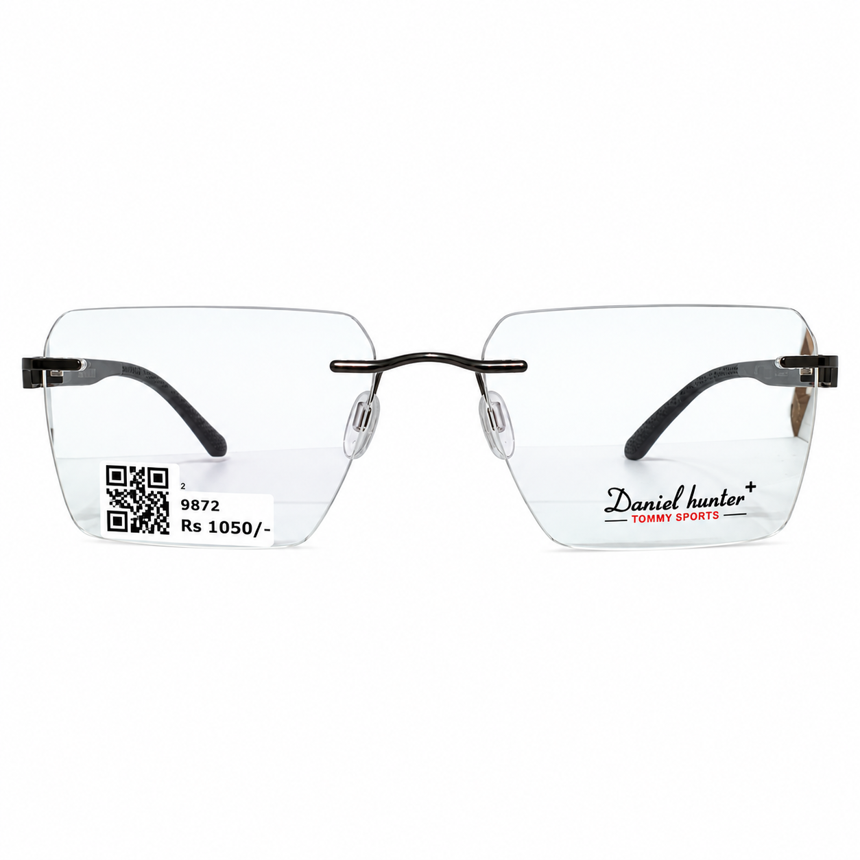 Daniel Hunter 248 Metal Tr Black Square Rimless 53