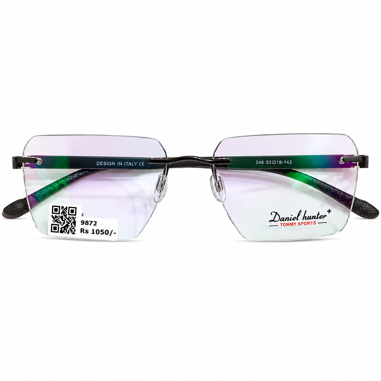 Daniel Hunter 248 Metal Tr Black Square Rimless 53
