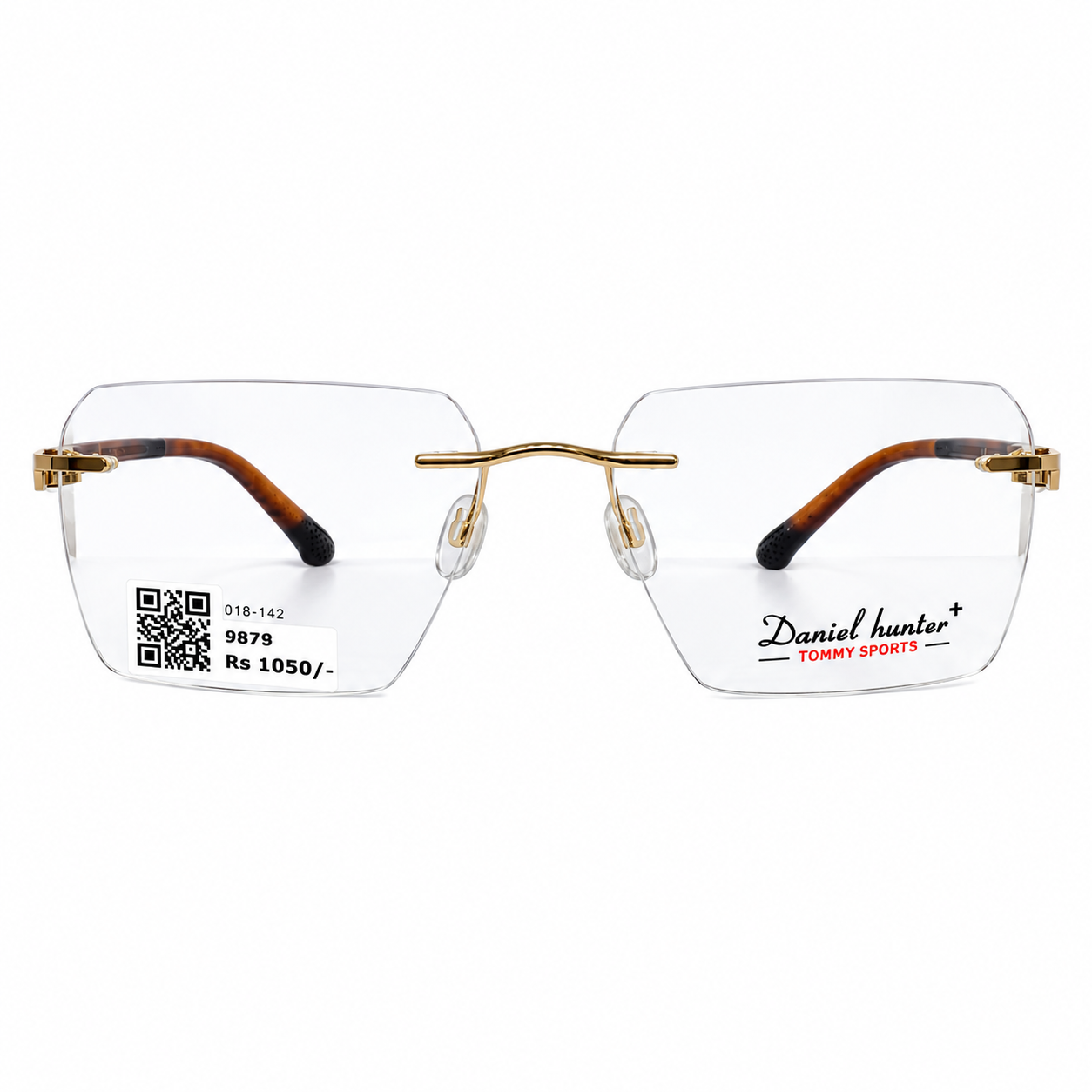 Daniel Hunter 244 Metal Tr Gold Brown Square Rimless 52