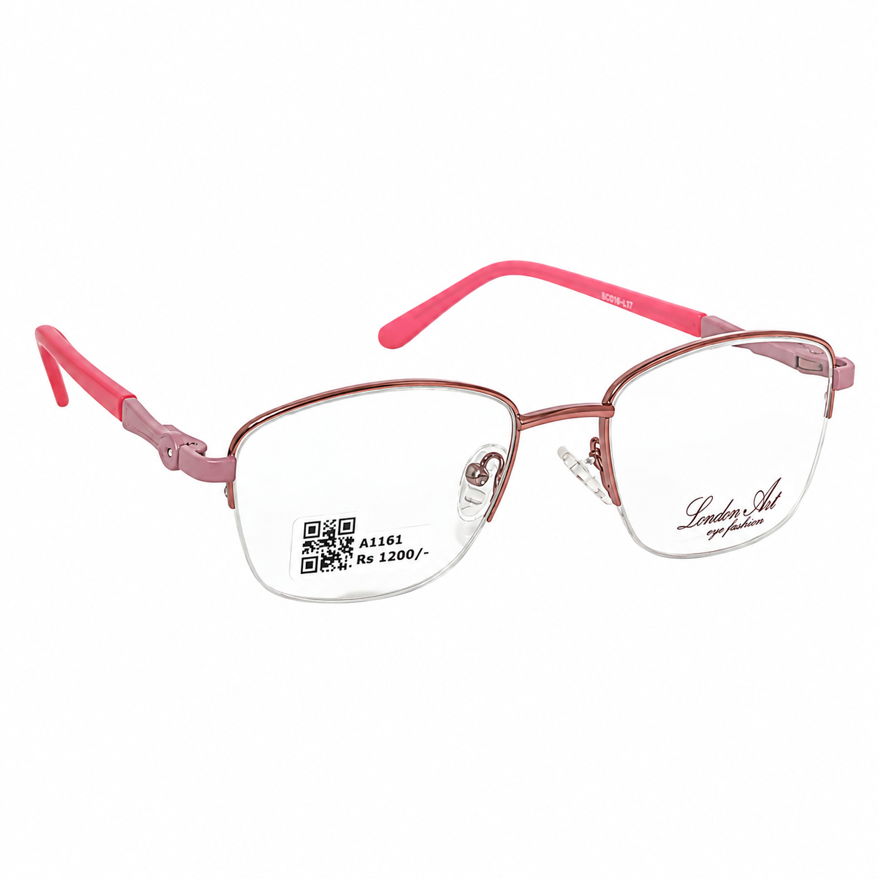 RoseMarry 242209 Metal Pink Oval Half Frame 52