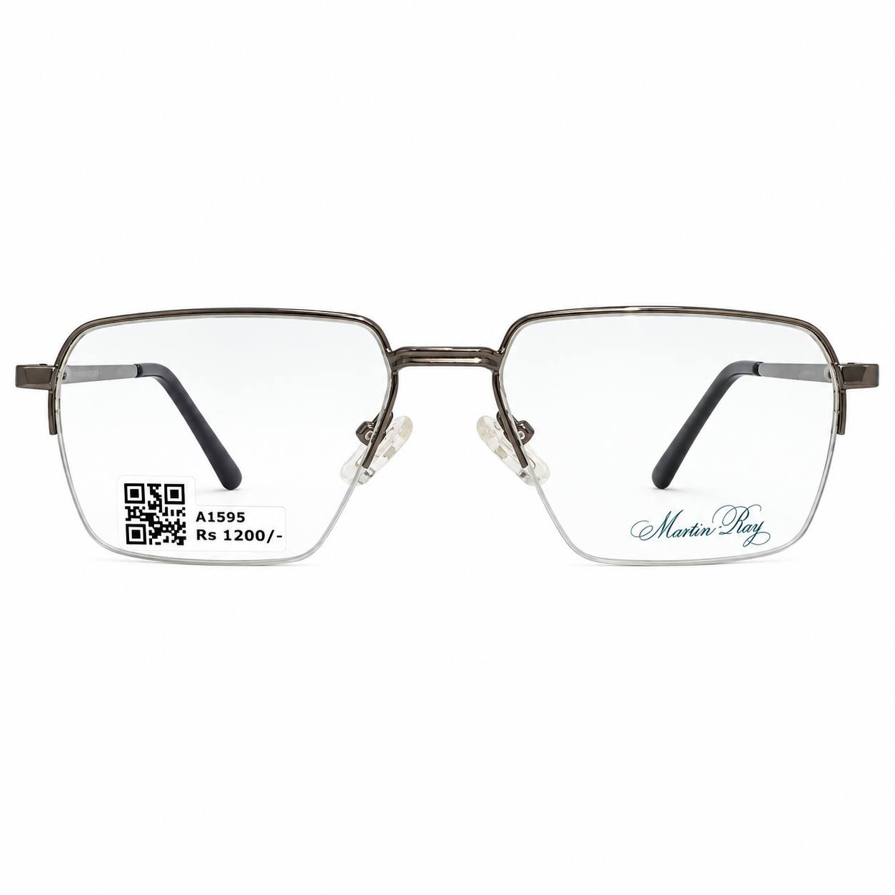 Martin Md9005 Metal Metalic Gray Square Half Frame 53