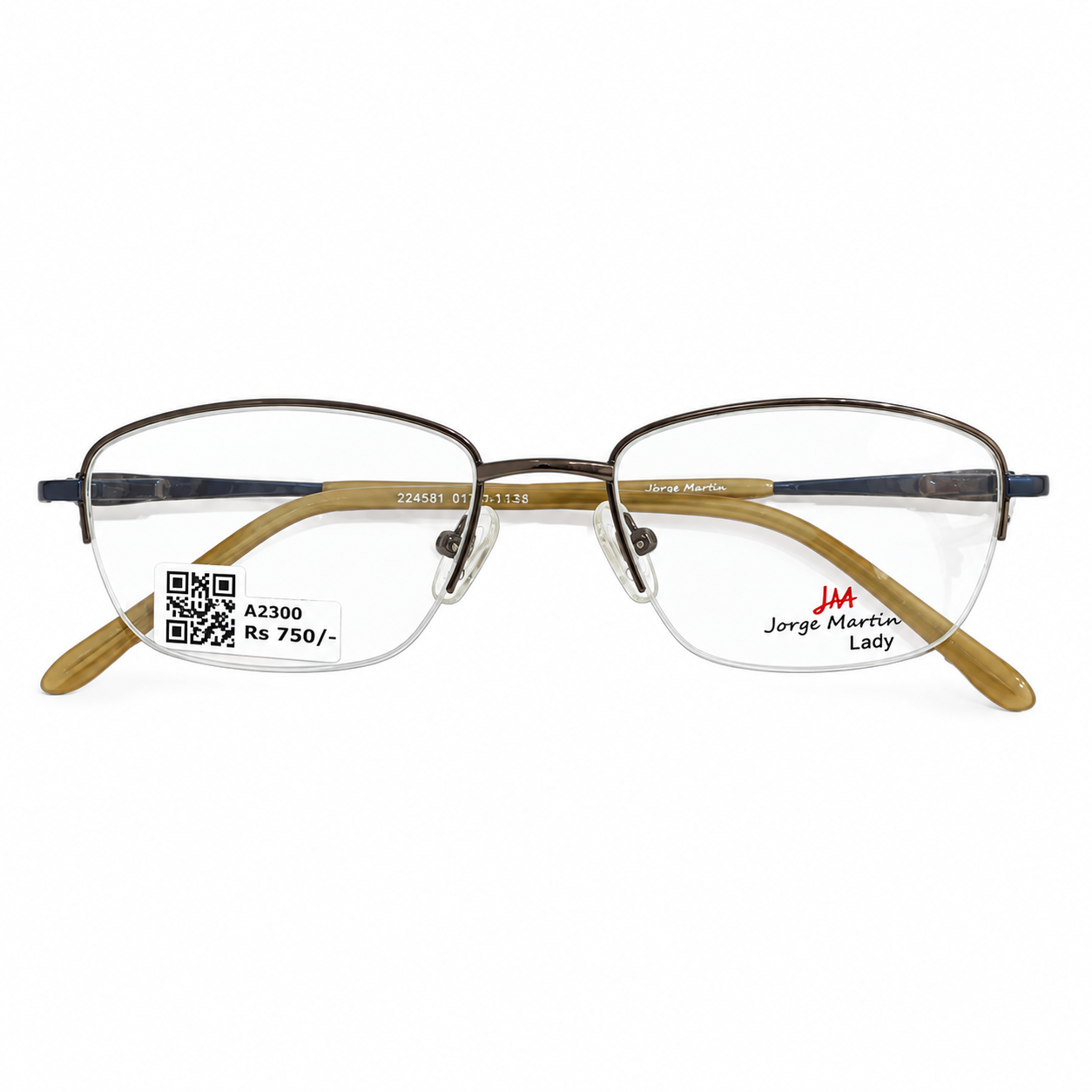 Jorge Martin 224581 Tr Flexi Metalic Gray Oval Half Frame 51