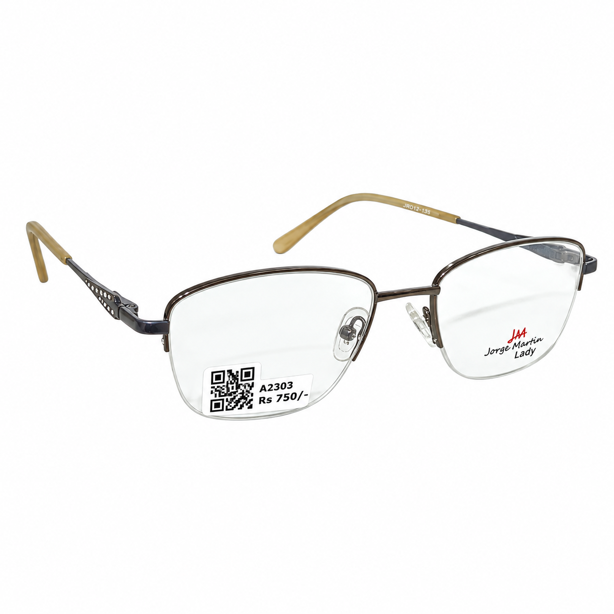 Jorge Martin 224582 Tr Flexi Metalic Gray Oval Half Frame 51