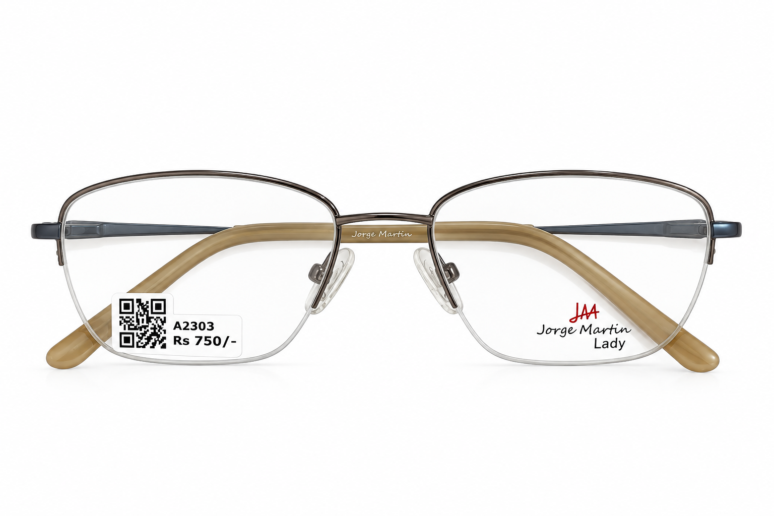 Jorge Martin 224582 Tr Flexi Metalic Gray Oval Half Frame 51