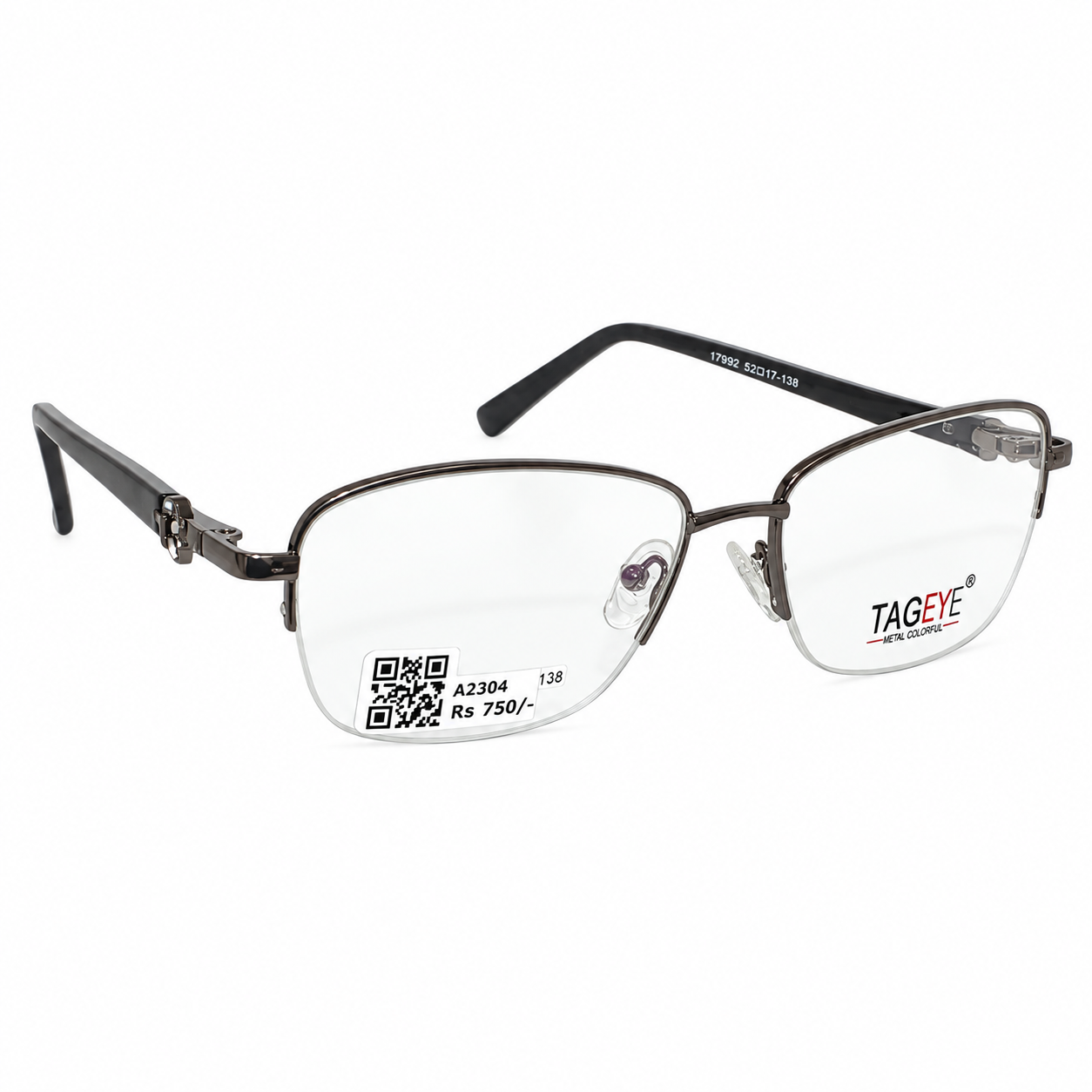 Tageye 170902 Tr Flexi Metalic Gray Oval Half Frame 52