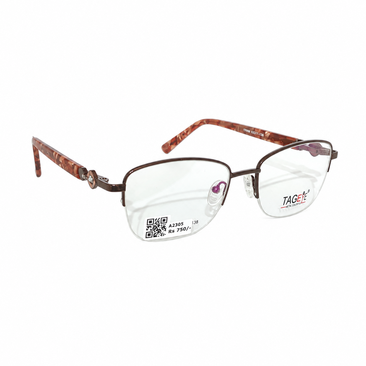 Tageye 170903 Tr Flexi Brown Oval Half Frame 52
