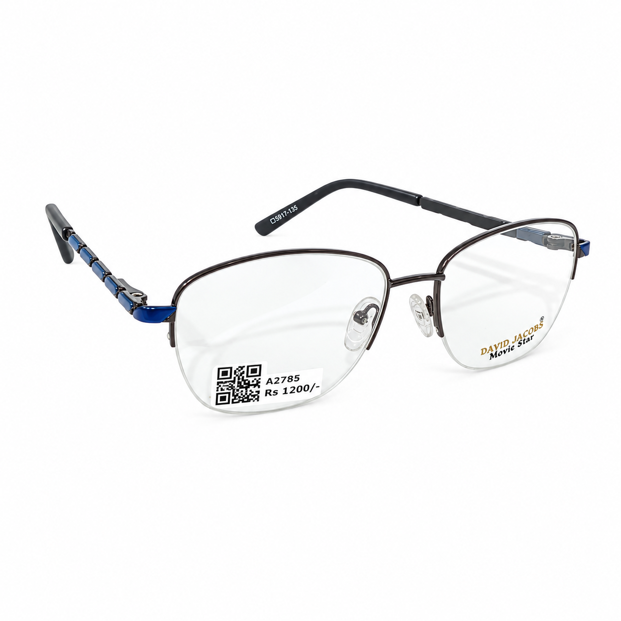 David Jacobs Jh7712 Metal Blue Oval  Half Frame 52
