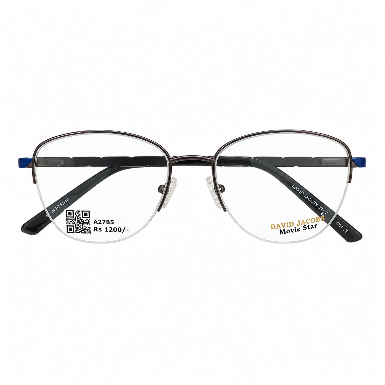 David Jacobs Jh7712 Metal Blue Oval  Half Frame 52
