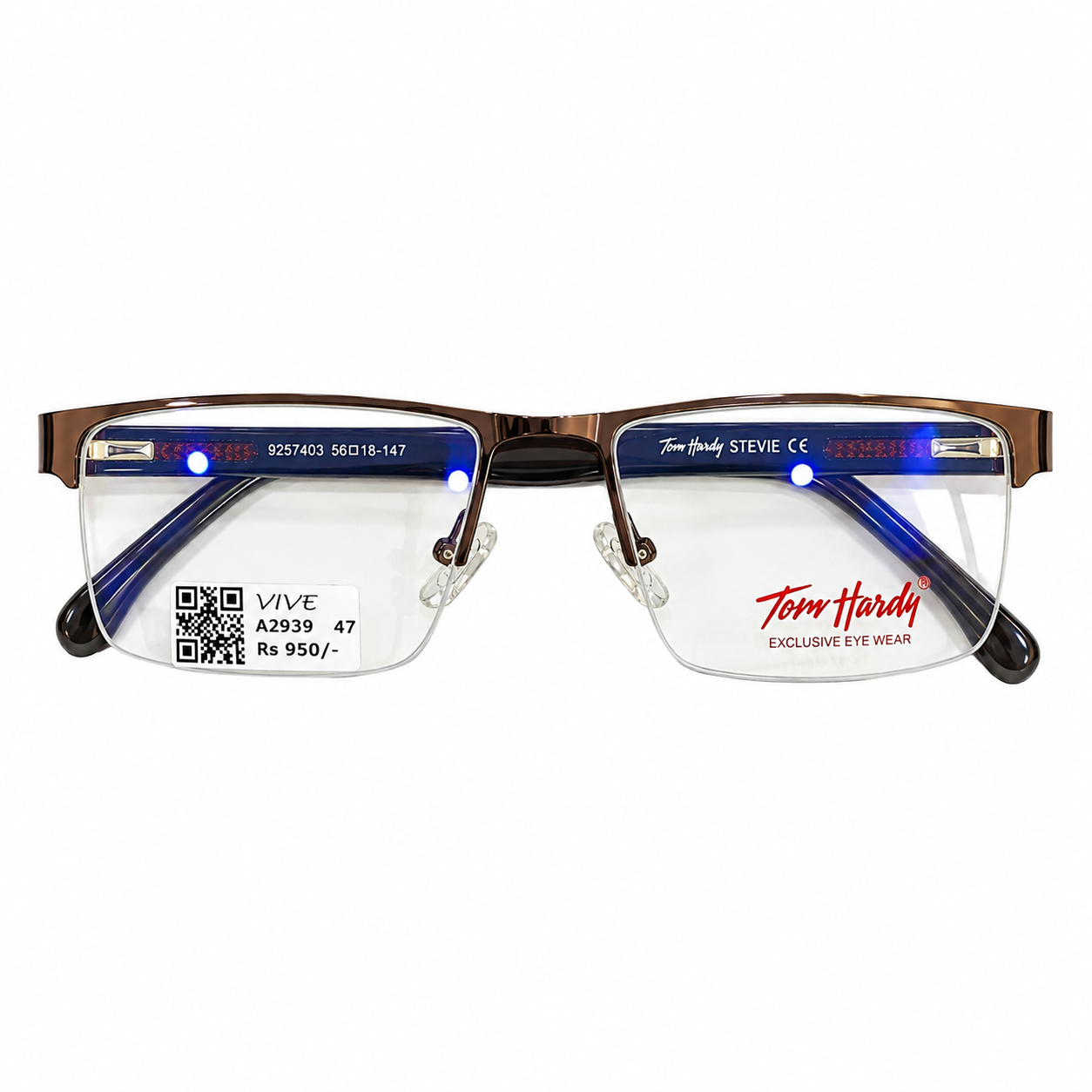 Tom Hardy 9258403 Metal Brown Rectangle Half Frame 56