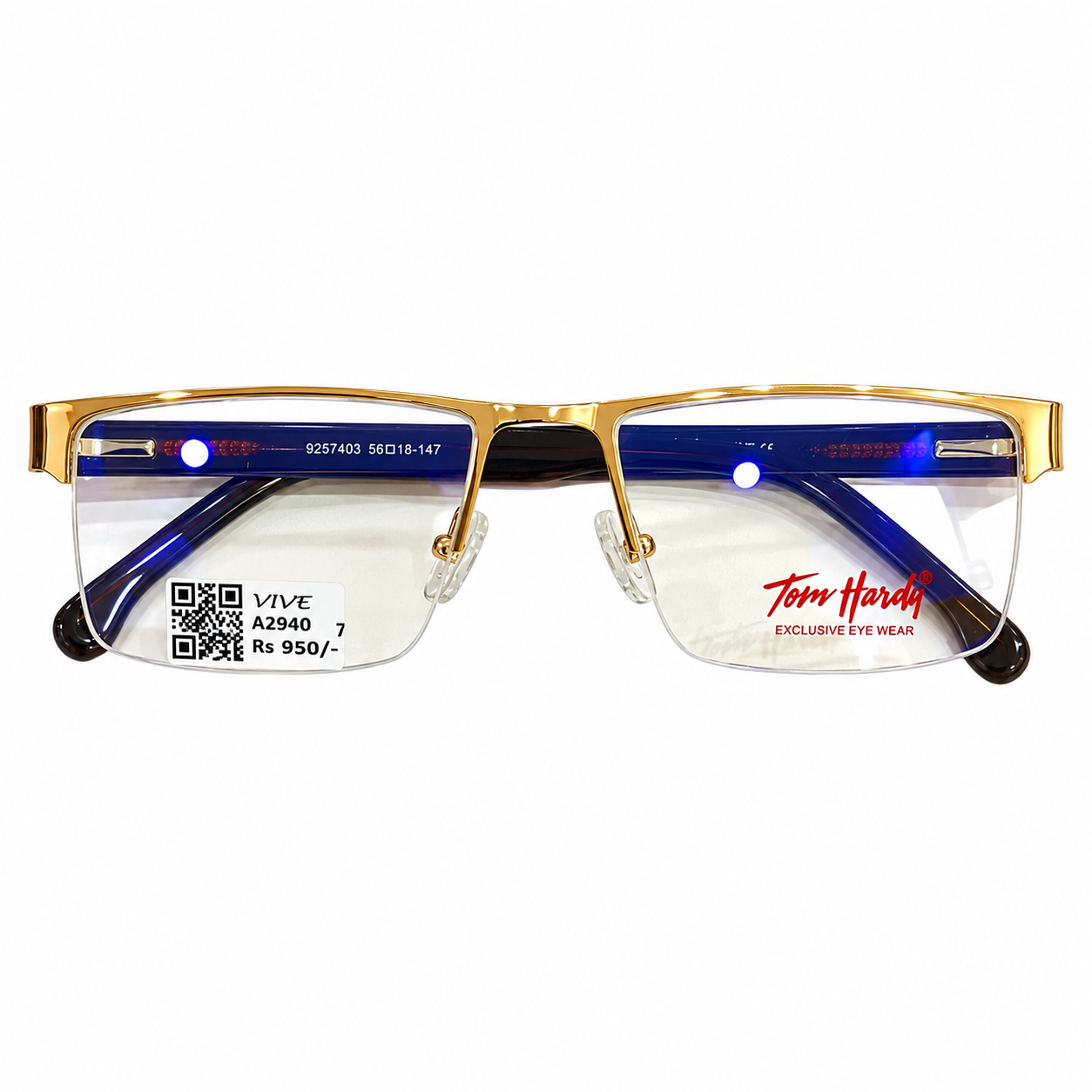 Tom Hardy 9258403 Metal Gold Rectangle Half Frame 56