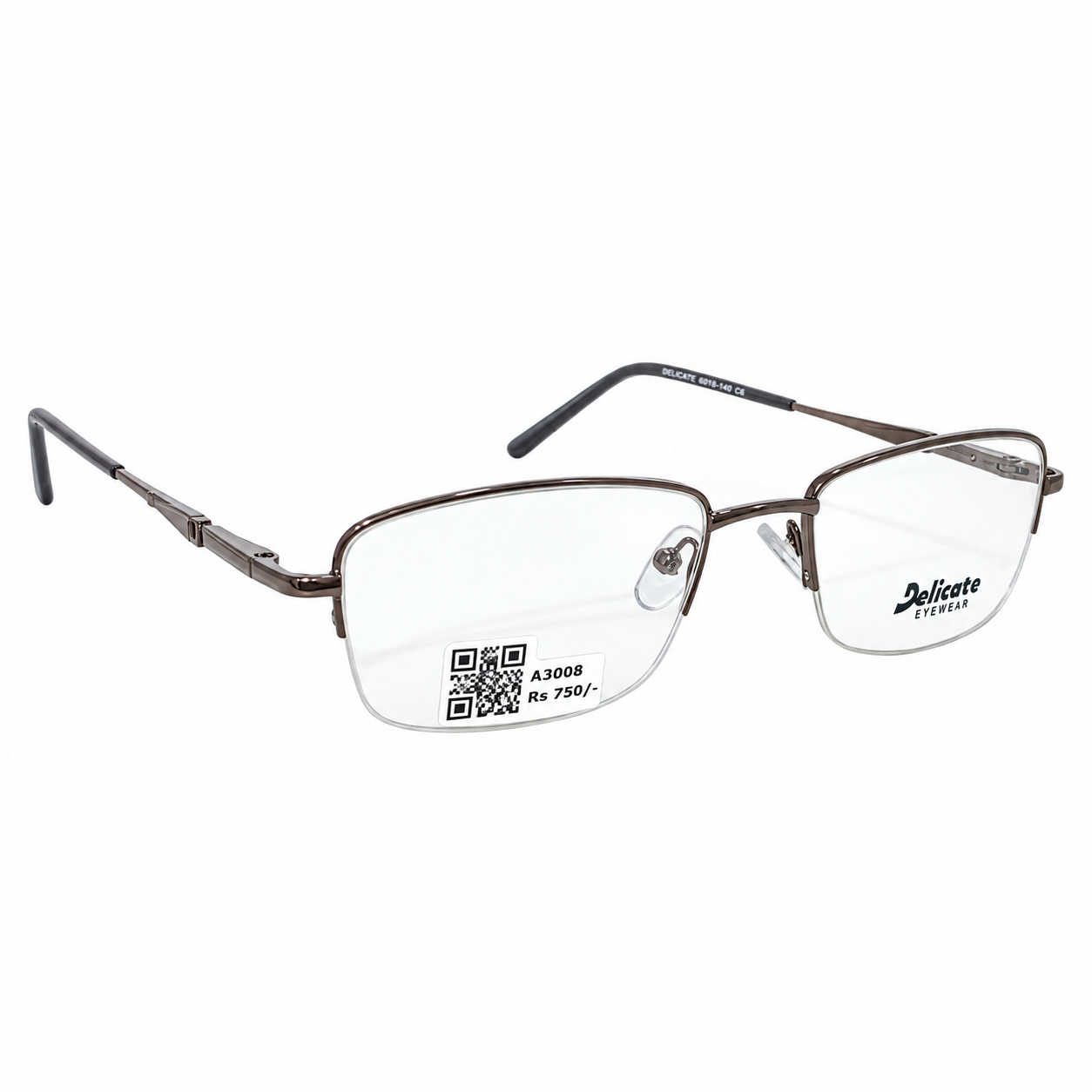 Delicate 82144 Metal Metalic Gray Oval Half Frame 49