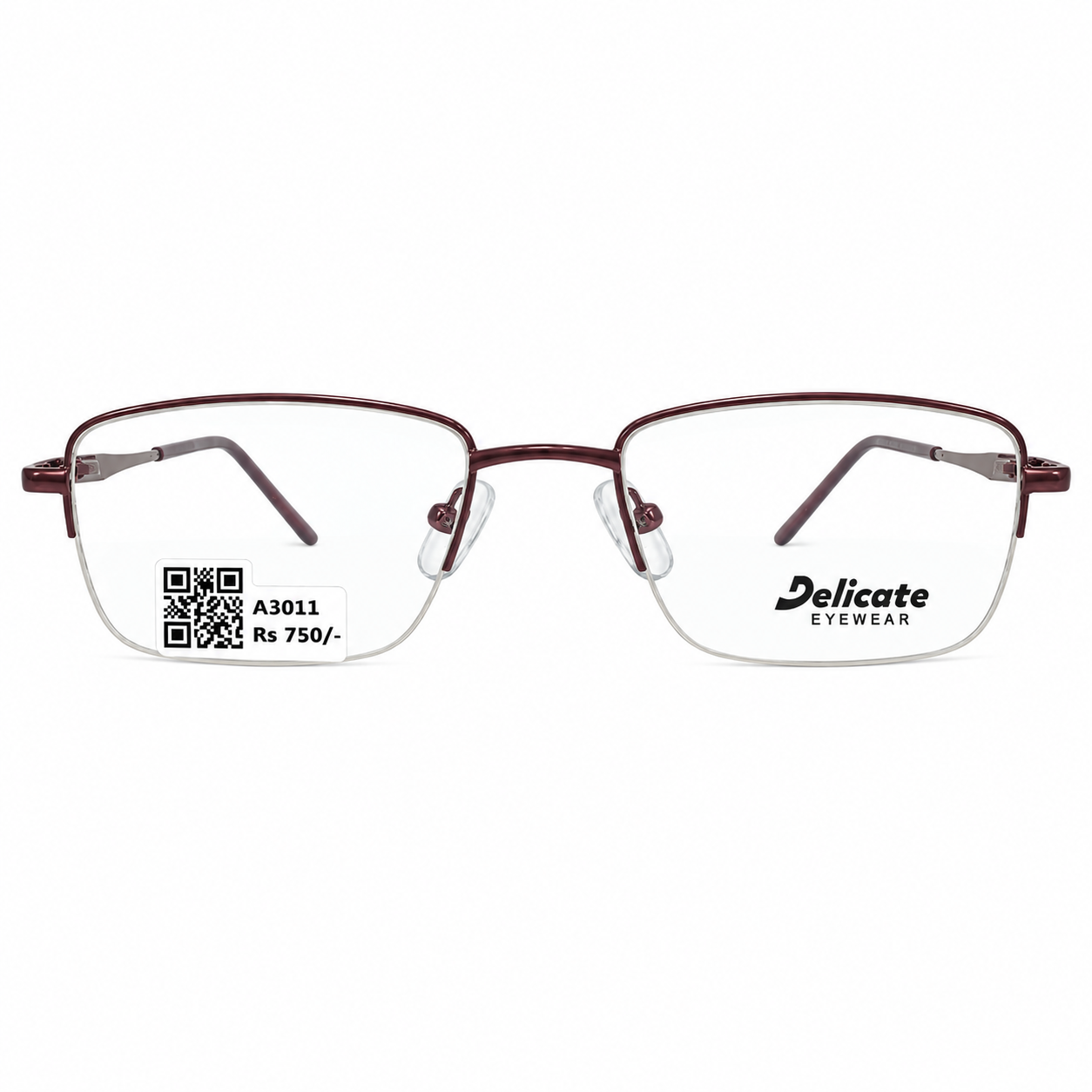 Delicate 82144 Metal Wine Oval Half Frame 49