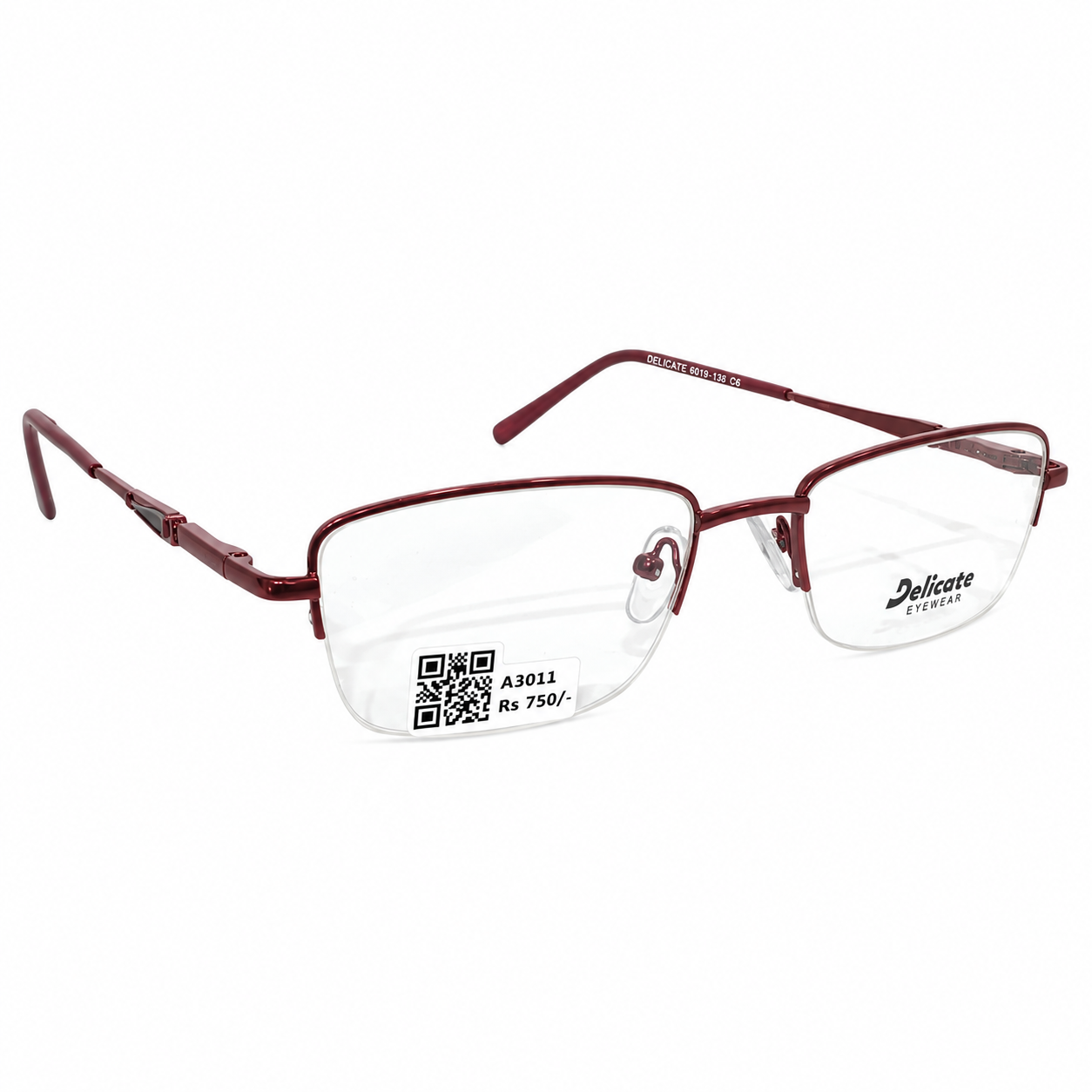 Delicate 82144 Metal Wine Oval Half Frame 49