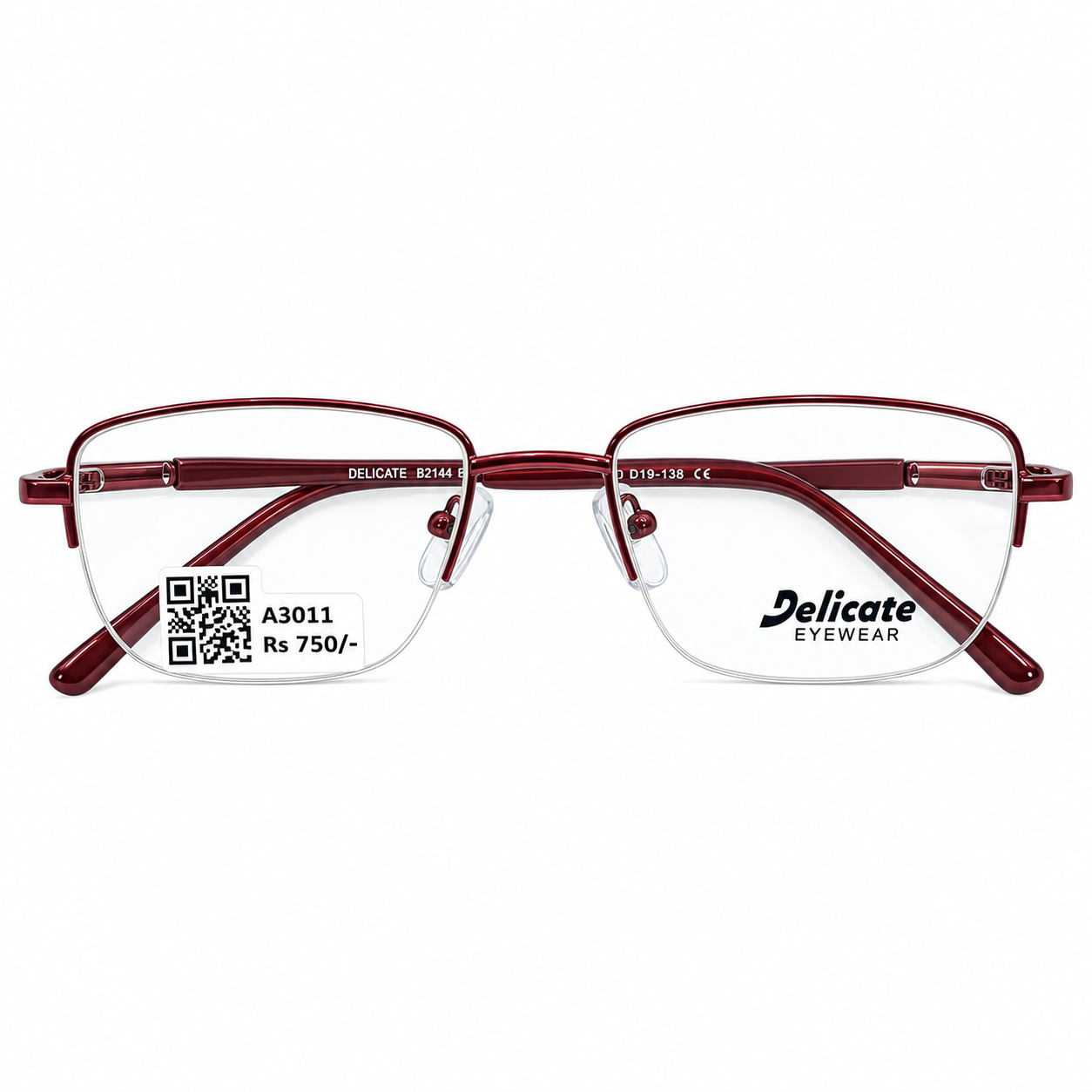 Delicate 82144 Metal Wine Oval Half Frame 49