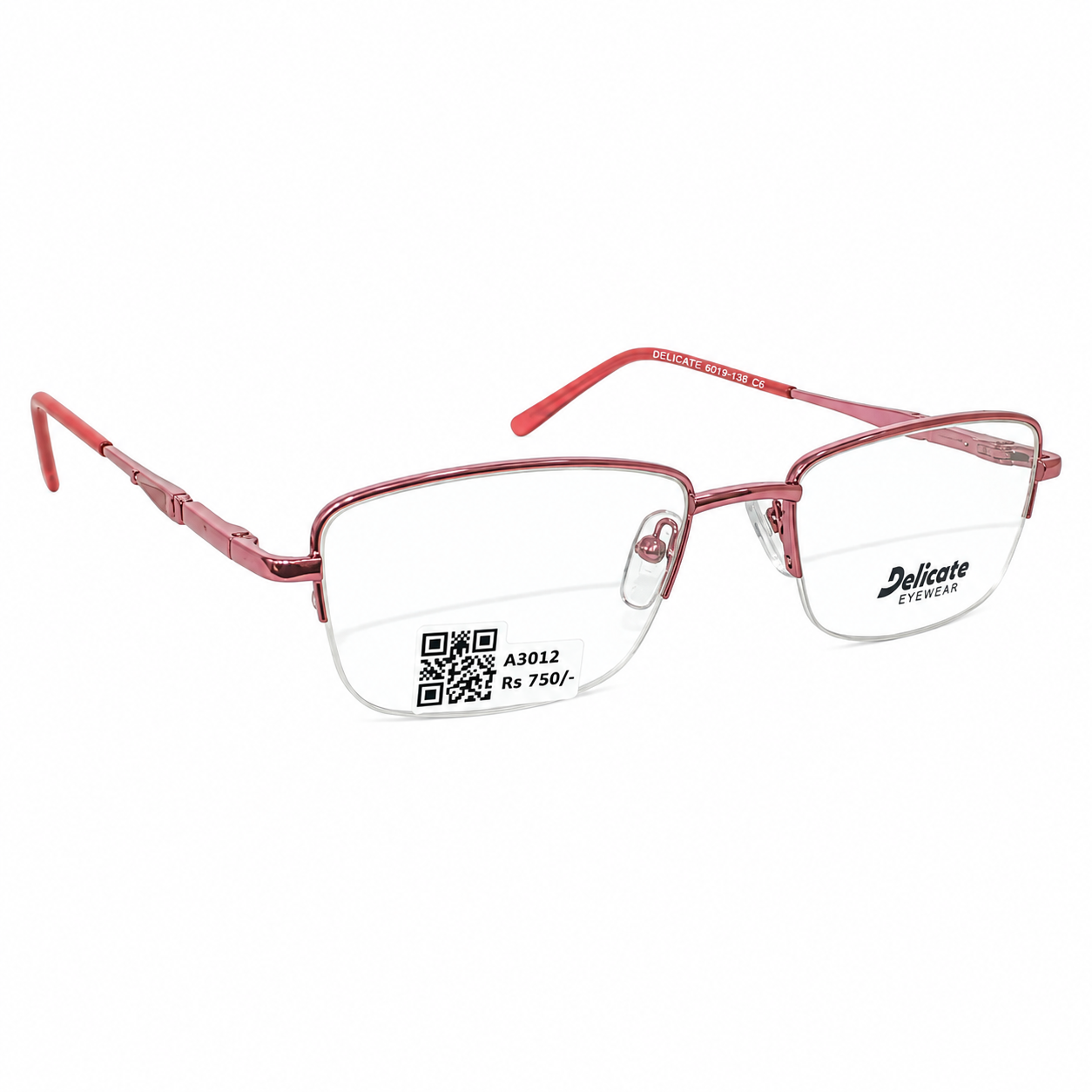 Delicate 82144 Metal Pink Oval Half Frame 49