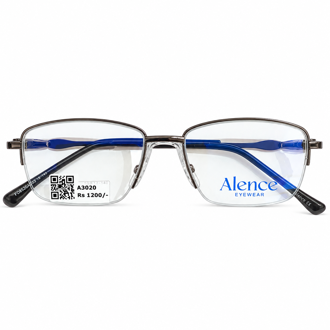 Alence 95208 Metal Metalic Gray Oval Half Frame 49